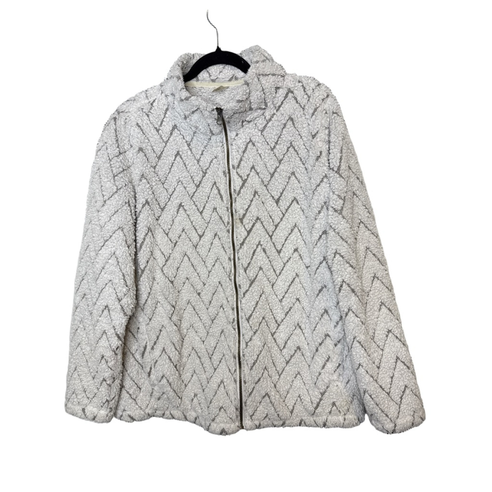 St. John’s Bay Active Fleece Jacket Chevron Sherpa Soft Cozy Size XL